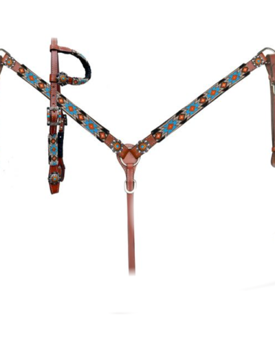 Beaded Southwest Design 1-Ear Headstall & Breastcollar Set