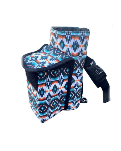 Aztec Printed Insulated Nylon Bottle Carrier with Pocket