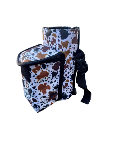 Cow Print Insulated Nylon Bottle Carrier with Pocket