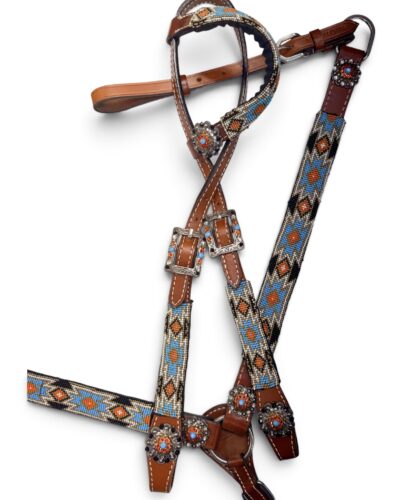 Beaded Southwest Design 1-Ear Headstall & Breastcollar Set
