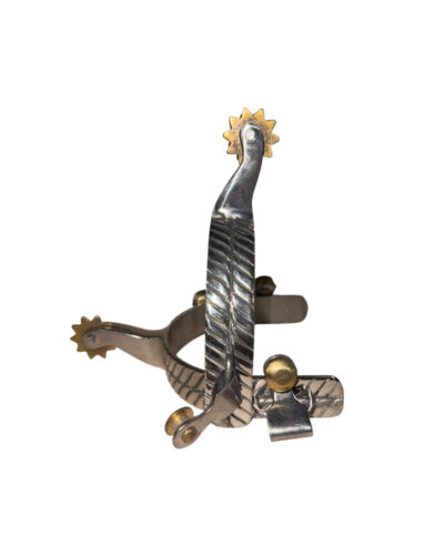 Stainless Steel Engraved Spurs with Brass Rowels
