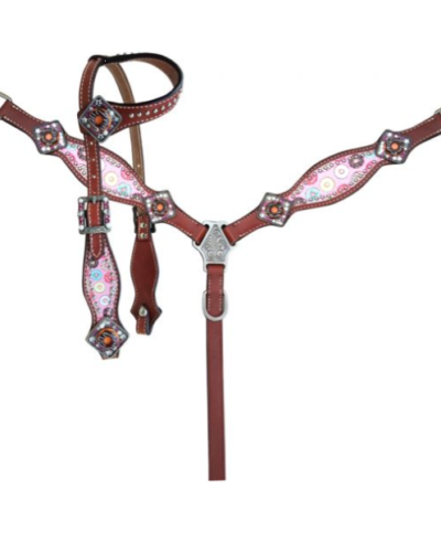 Pony Size Donut Printed Headstall & Breastcollar Set
