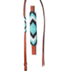Teal, Black and White Beaded Leather Over & Under Whip