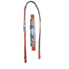 Teal, Red and Gold Cross Beaded Design Leather Over & Under Whip
