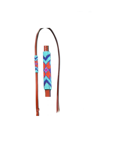 Teal, Purple and Orange Beaded Overlay Leather Over & Under Whip