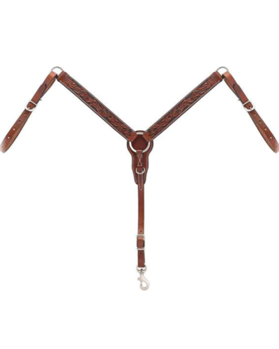 Weaver Turquoise Cross Floral Carved Pony Breastcollar