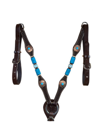Circle Y Turquoise Roundup Chocolate Breastcollar