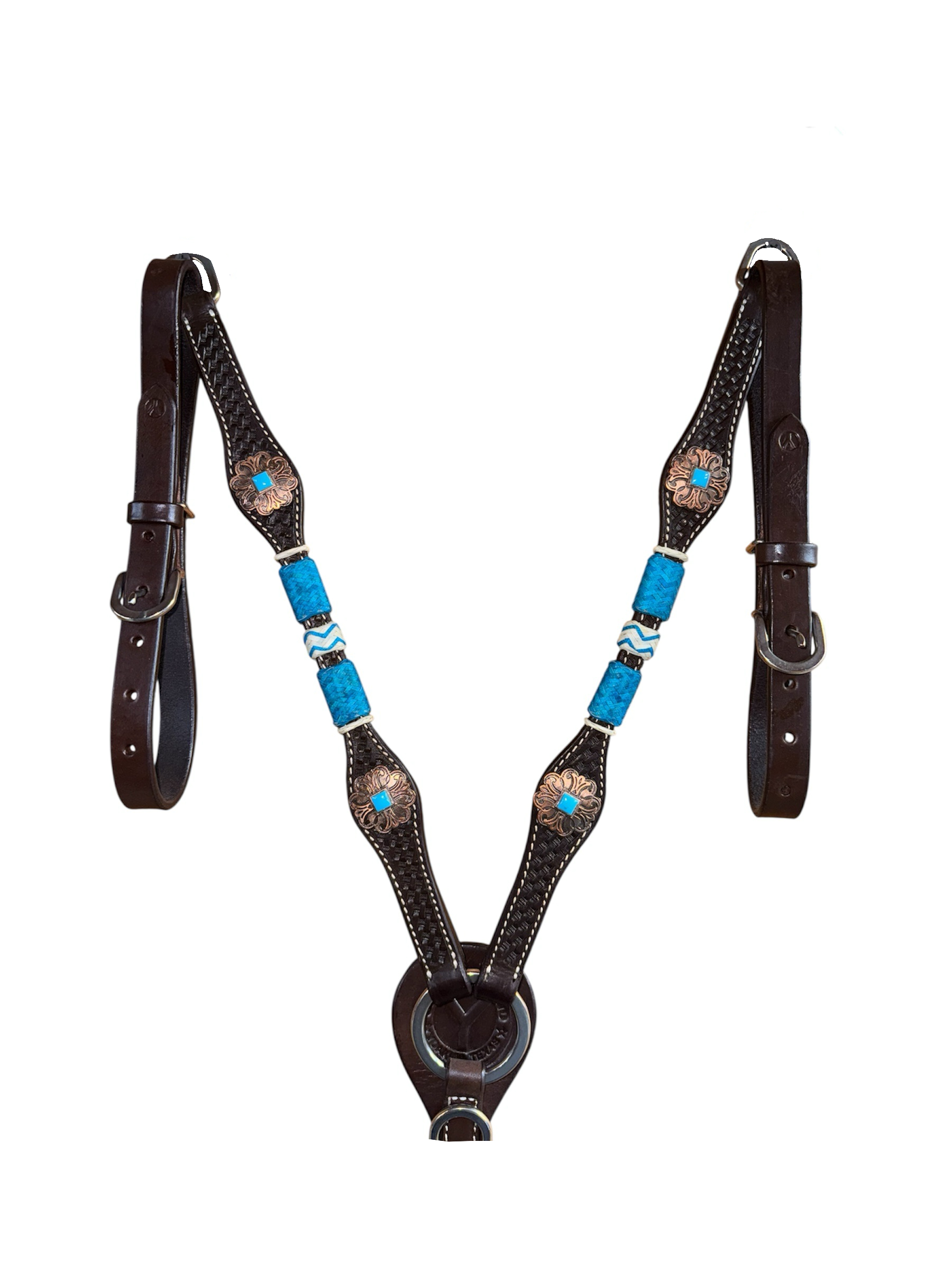 Circle Y Turquoise Roundup Chocolate Breastcollar