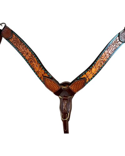 Weaver Turquoise Cross Floral Buckstitched Breastcollar