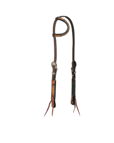 Weaver Turquoise Cross Floral Buckstitch Headstall