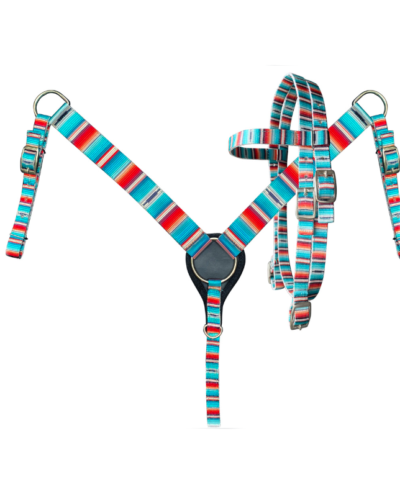 Pony Size Nylon Headstall & Breastcollar Set w/ Serape Print  Design