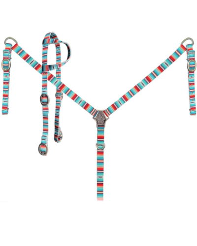 Nylon Southwest Serape Print 1-Ear Headstall & Breastcollar Set