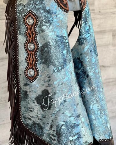 Alternative view of Custom Made Blue Acid Wash Cowhide Chinks