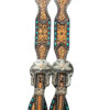 Turquoise Cross Ladies Floral Buckstitch Spur Straps