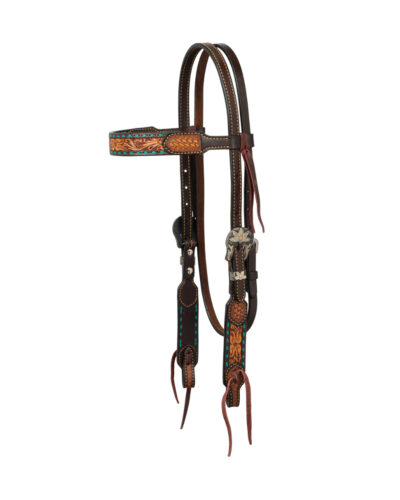 Turquoise Cross Floral Buckstitch Headstall