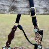 Rockn' Wilsons Tawny Cheetah Bronc Halter w/ Turquoise Stone & Crystal Conchos
