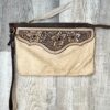 Tan Floral Tooled Wristlet