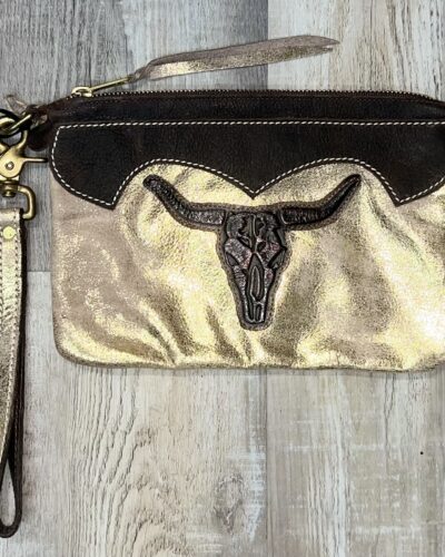 Metallic Gold Longhorn Wristlet