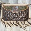 Painted Floral & Fringe Wristlet