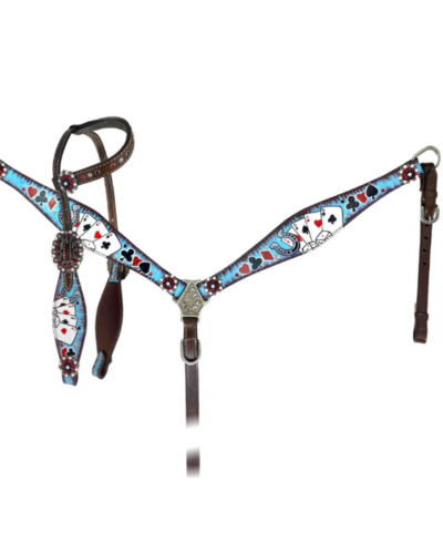 Electric Aces 1-Ear Headstall & Breastcollar Set