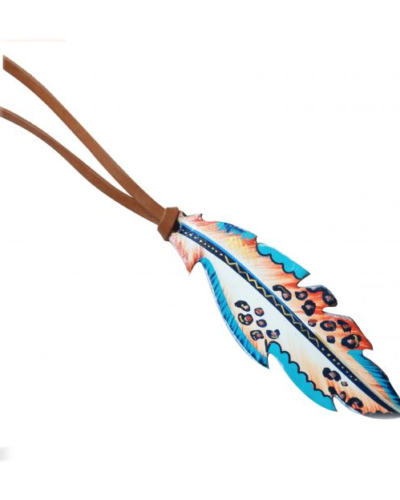 Hand Painted Feather Tie On Saddle Charm