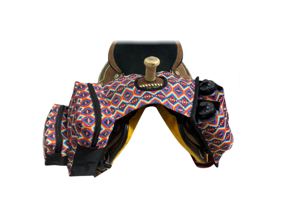 Bright Pink Aztec Print Nylon Horn Bag