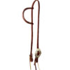 Heavy Oiled Harness Leather Headstall w/ Floral Hexagon Buckle