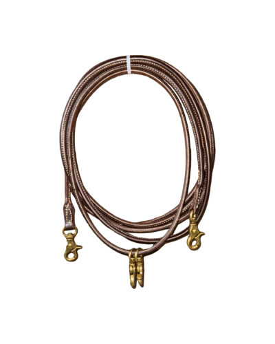 Heavy Oiled Harness Leather Rolled & Sewn Draw Reins