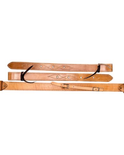 Natural Leather Stitched Back Cinch Set