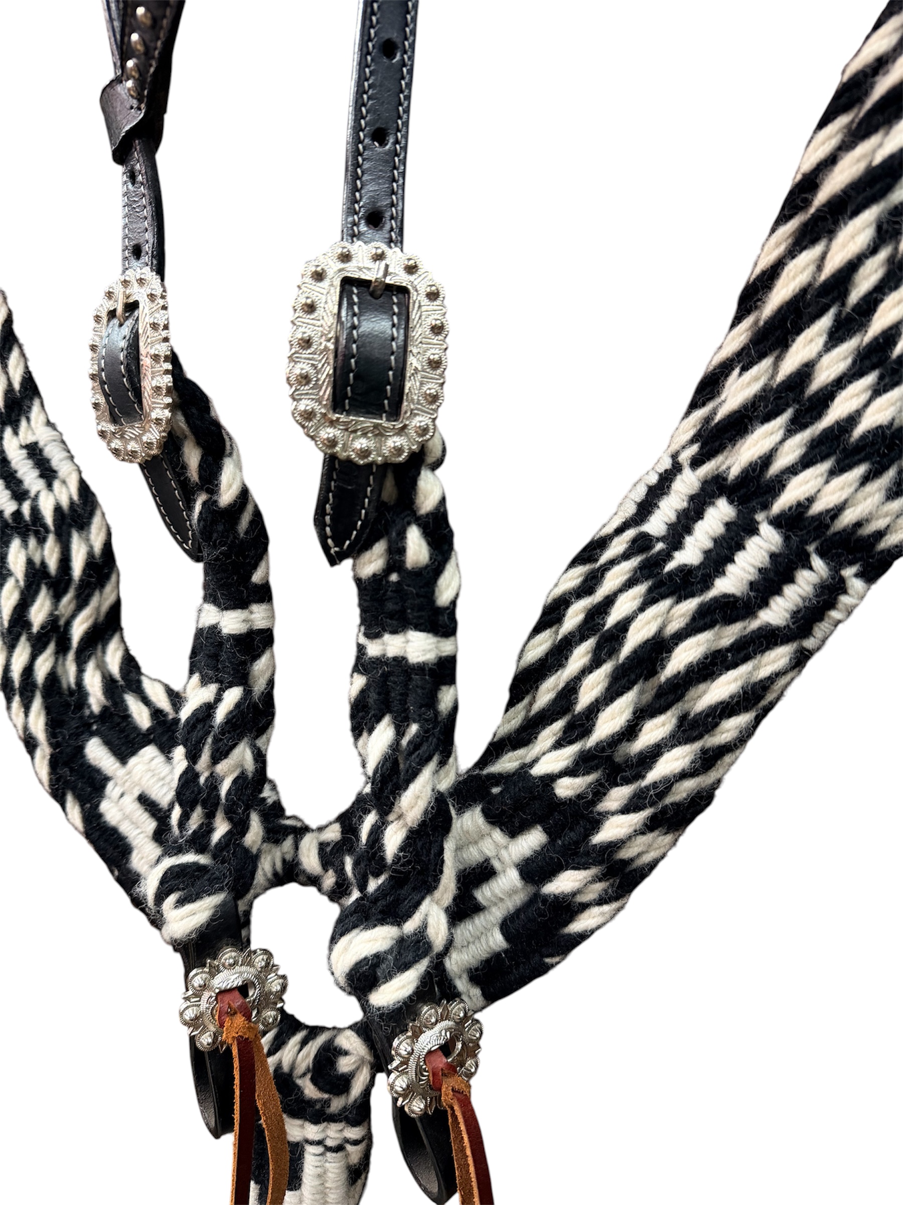 Black & White Mohair Headstall and Breastcollar Set - Image 2