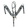 Black & White Mohair Headstall and Breastcollar Set