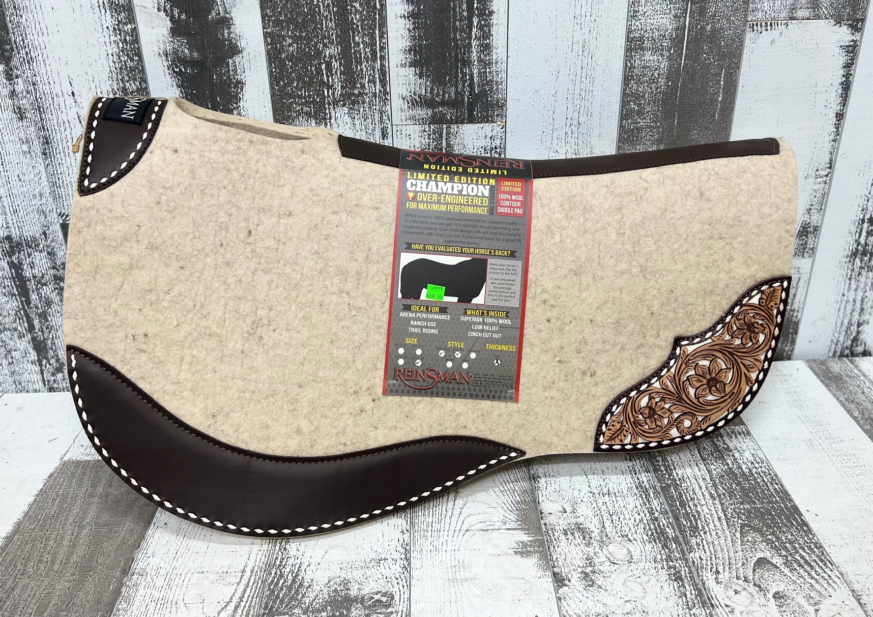 550-GJ5-C1W Reinsman Apex Round Cutback Wool Trail Saddle Pad - Chocolate main image 1