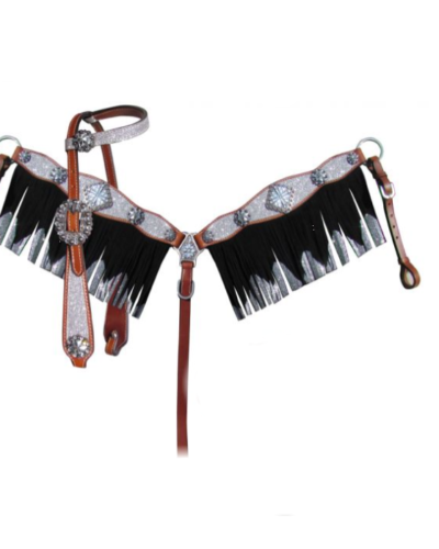 Silver Glitter Overlay Headstall & Breastcollar Set