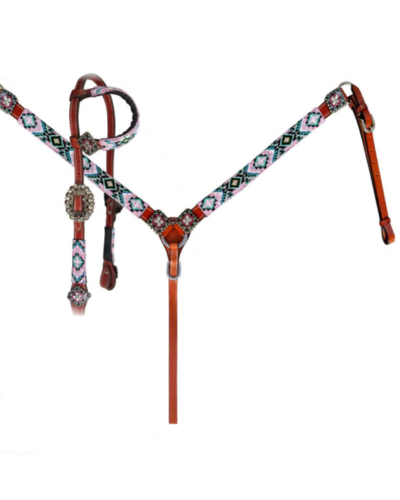 Pastel Beaded Headstall & Breastcollar Set