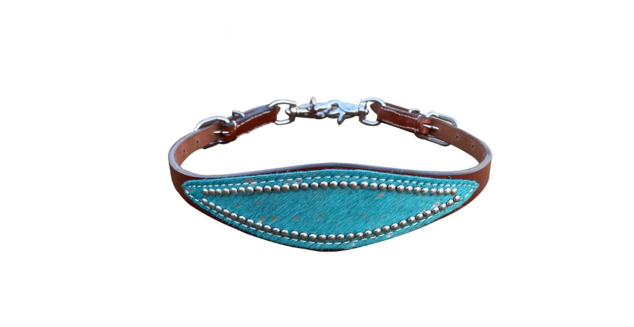 Teal Acid Wash Hair On Cowhide Wither Strap  Jopps Tack