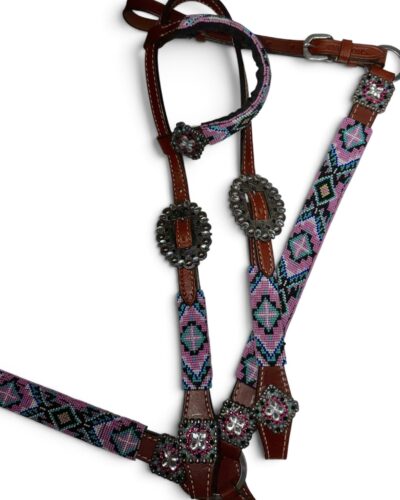 Pastel Beaded Headstall & Breastcollar Set
