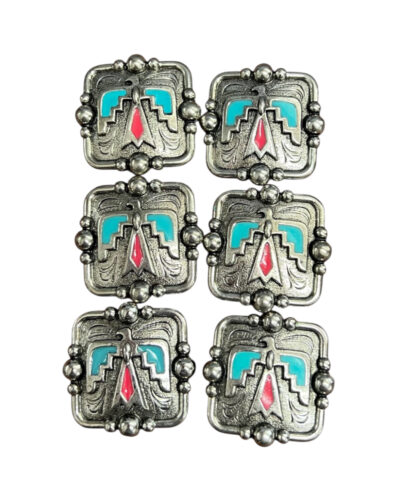 Pink & Turquoise Thunderbird Concho Set