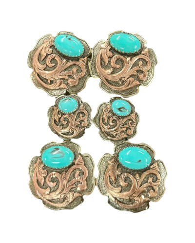 Copper & Large Turquoise Stone Concho Set
