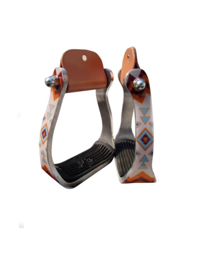 Orange & Light Blue Navajo Print Stirrup