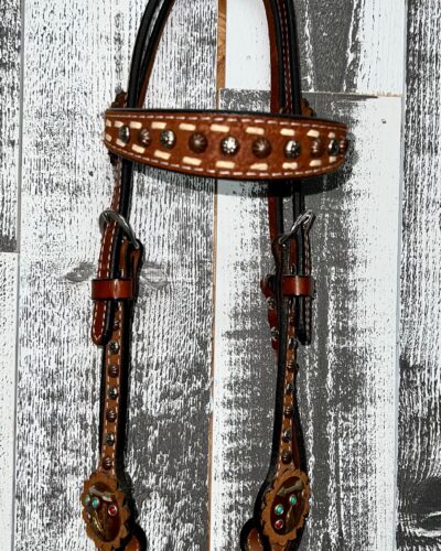Circle Y Buckstitch & Cactus Browband Headstall