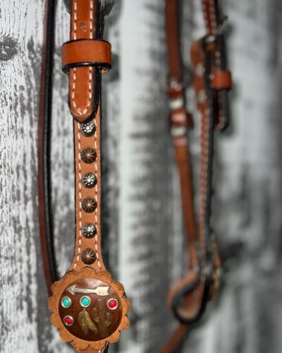 Alternative view of Circle Y Buckstitch & Cactus Browband Headstall