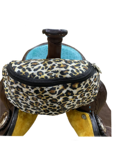 Cheetah Print Insulated Nylon Saddle Pouch