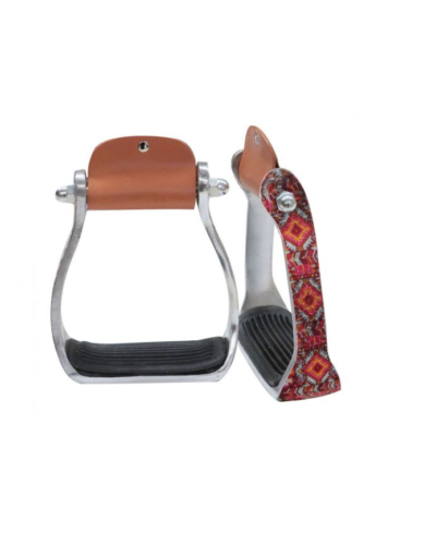 Youth Size Shimmering Pink Navajo Print Stirrups