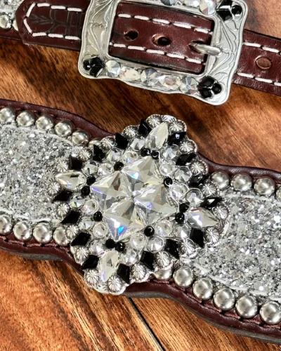Rockn' Wilsons Silver Chunky Glitter w/ XL Conchos & Upgrades - Image 3