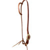 Heavy Oiled Harness Leather Headstall w/ Silver Floral Buckle