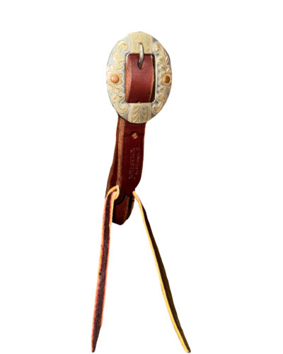 Alternative view of Heavy Oiled Harness Leather Headstall w/ Silver Floral Buckle