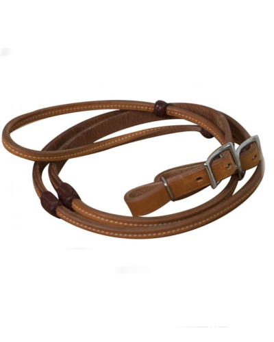 8' Braided Leather Reins w/ Burgundy Braided Rawhide Accents