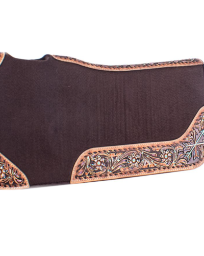 Hand Painted Flower & Arrow Design Brown Felt Saddle Pad