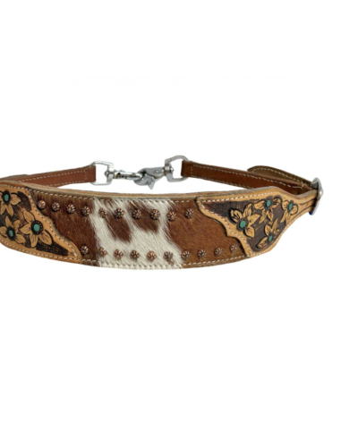 Hair on Hide w/ Painted Teal Accents Wither Strap