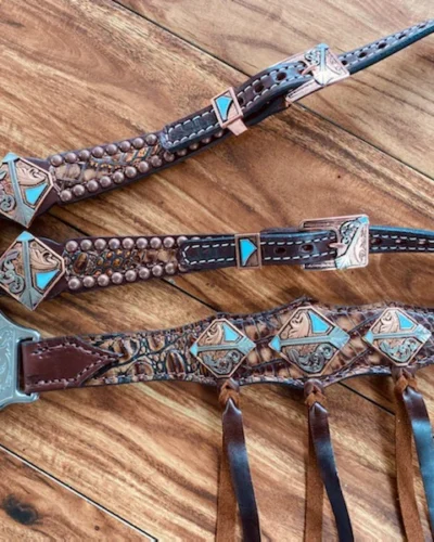Alternative view of Rockn' Wilsons Copper Frosted Gator w/ Turquoise Arrows